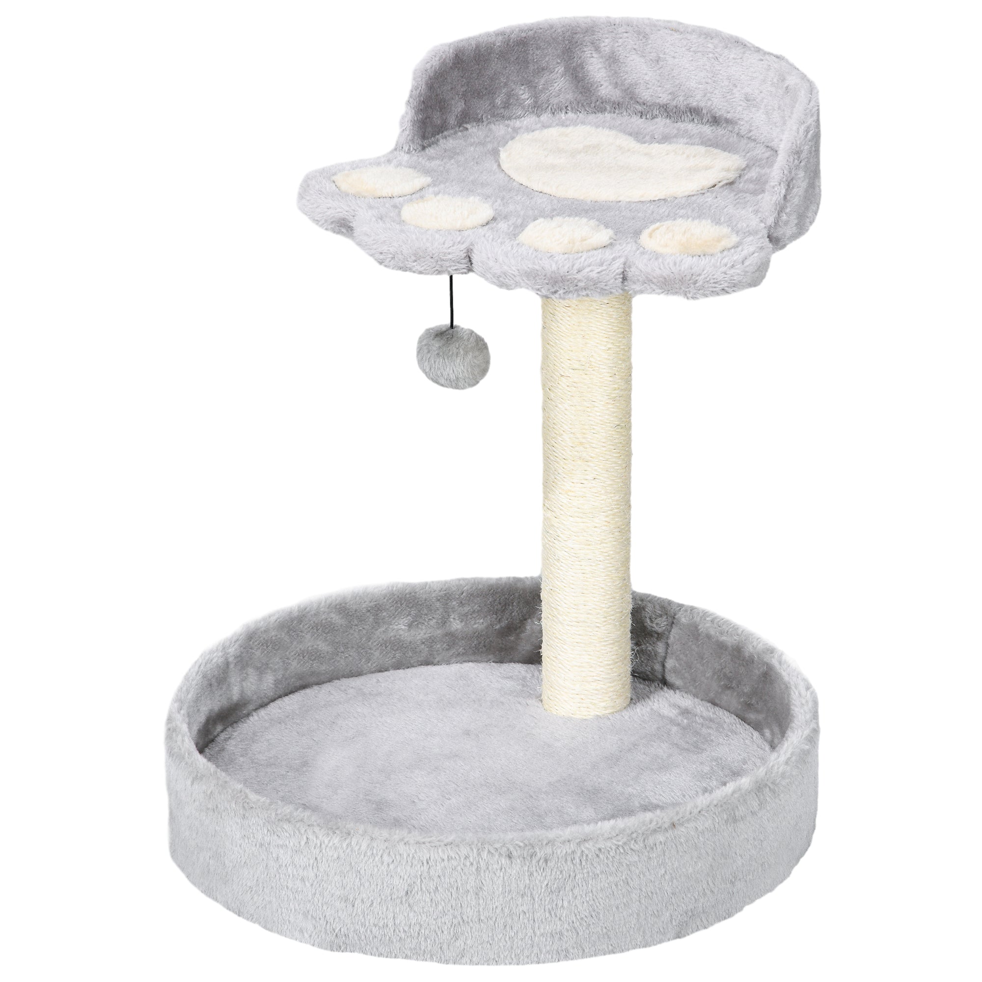 44cm Cat Tower, Cat Tree for Indoor Cats, with Sisal Cat Scratching Post, Toy Ball - Light Grey